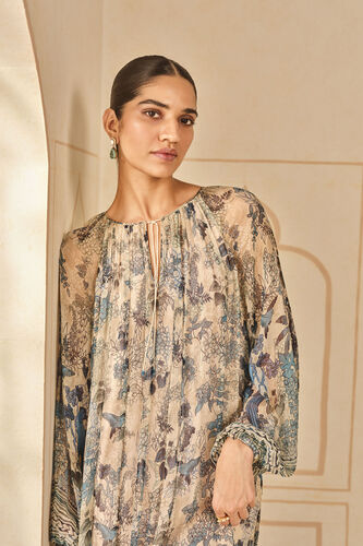 Turaya Printed Bemberg Kaftan - Beige, Beige, image 5